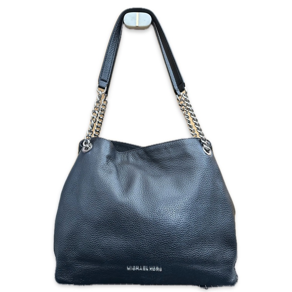 Excellent Michael Kors  Lillie Leather Shoulder Tote in Black / Silver